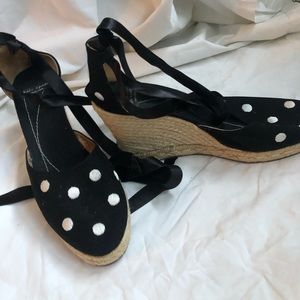 Late Spade Isabella lace up canvas wedges